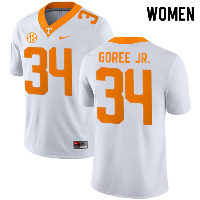 Women #34 Marcus Goree Jr. Tennessee Volunteers College Football Jerseys Stitched-White